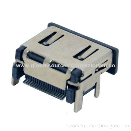 HDMI 19p receptacle, right angle SMD type with coverNew